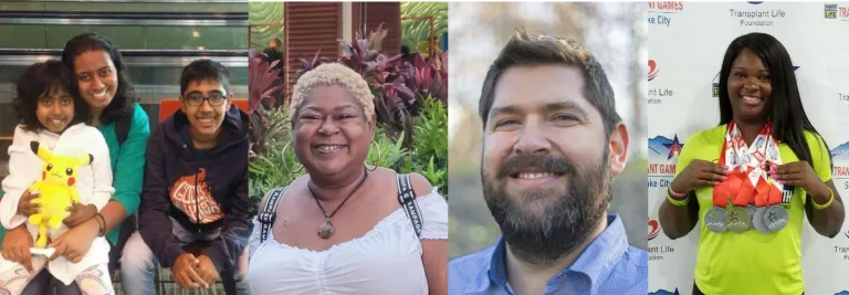 Four smiling kidney patients, enjoying their lives and achievements.